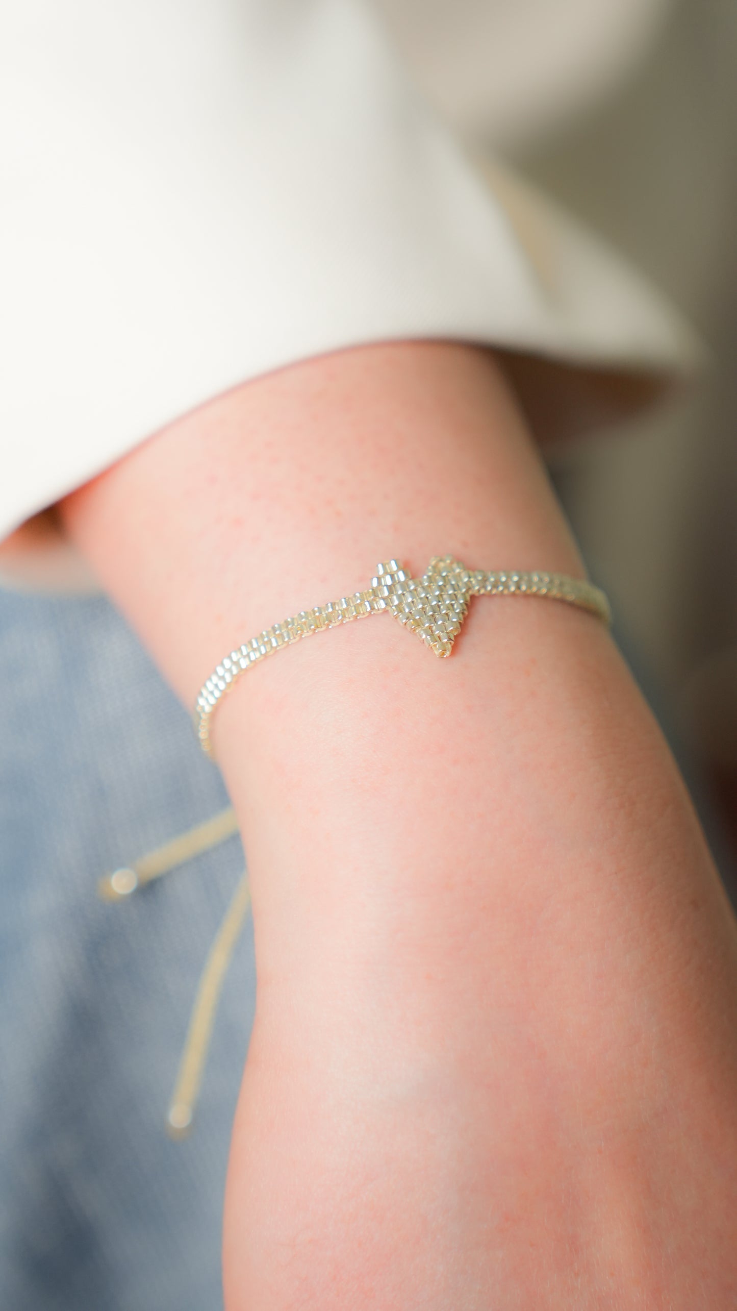 Pulsera miyuki corazón plata