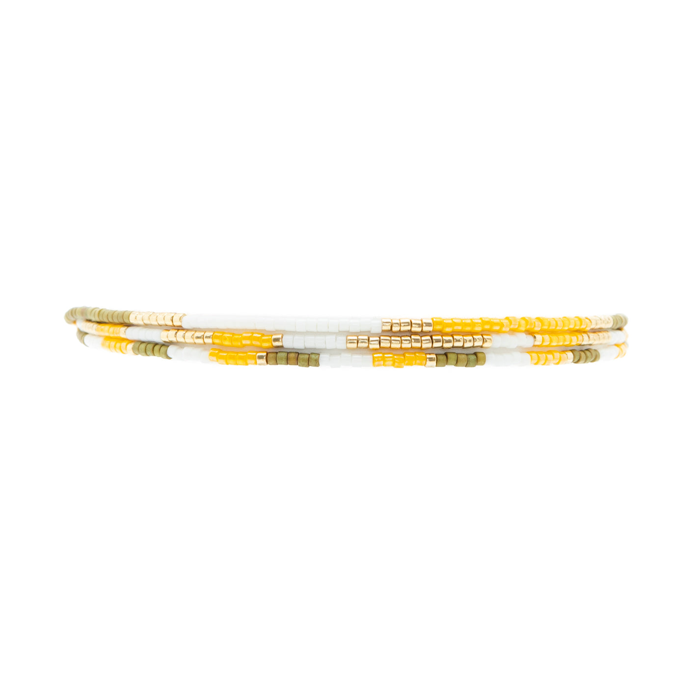 Pulsera Miyuki CLEOPATRA amarillo oro militar blanco