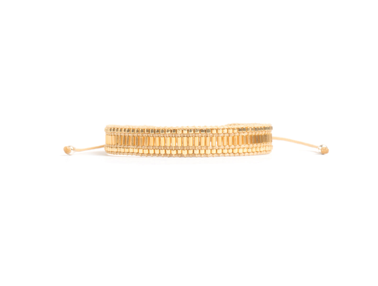 Pulsera Miyuki dorada con canutillo y miyuki oro