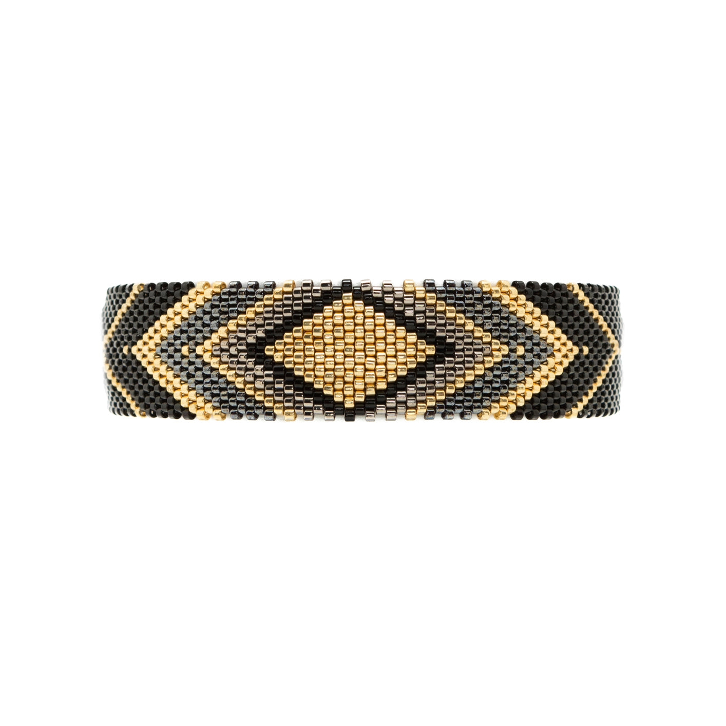 Pulsera Miyuki grande Rombo negro dorado