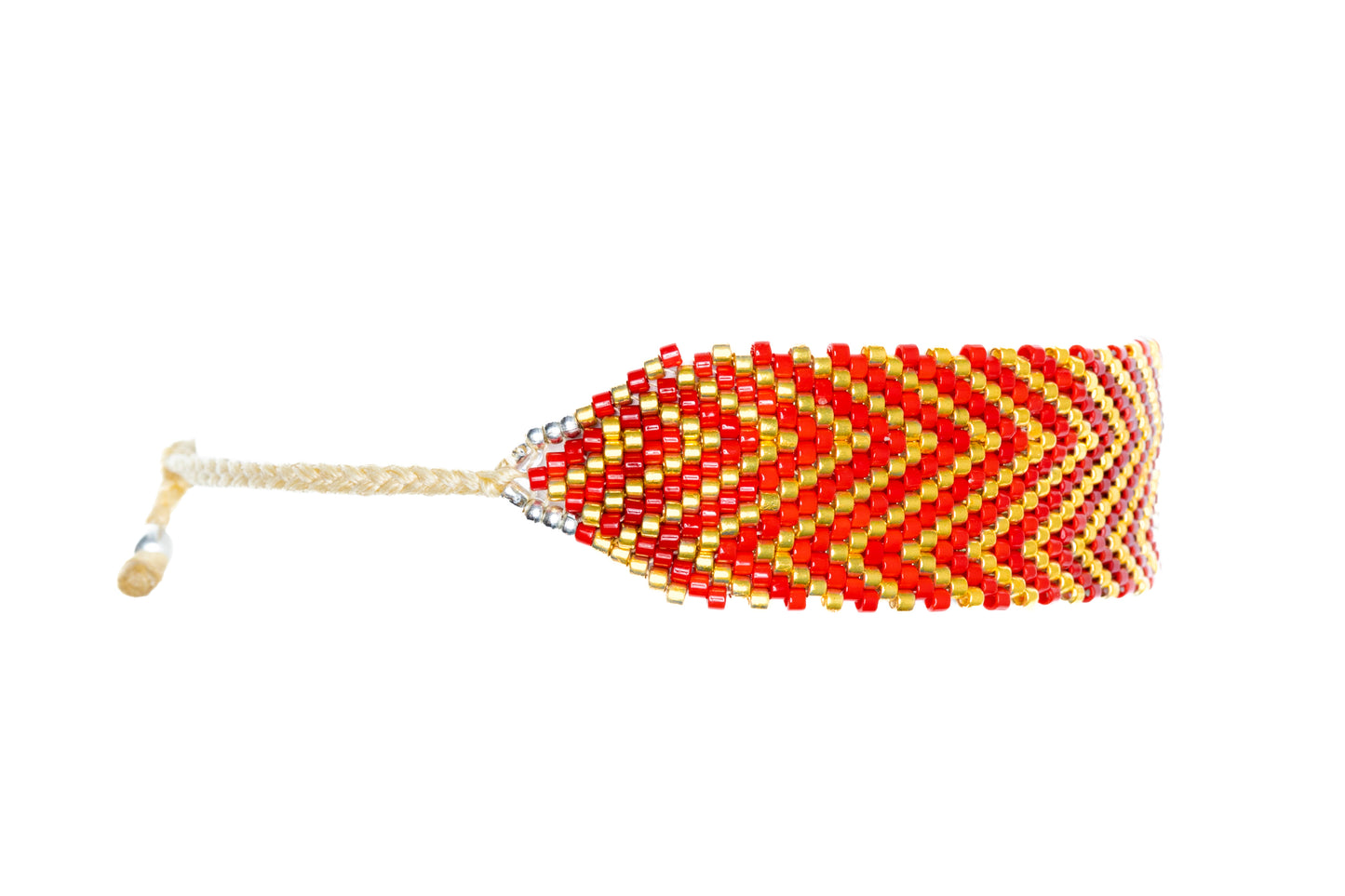 Pulsera Miyuki grande flechas rojo dorado