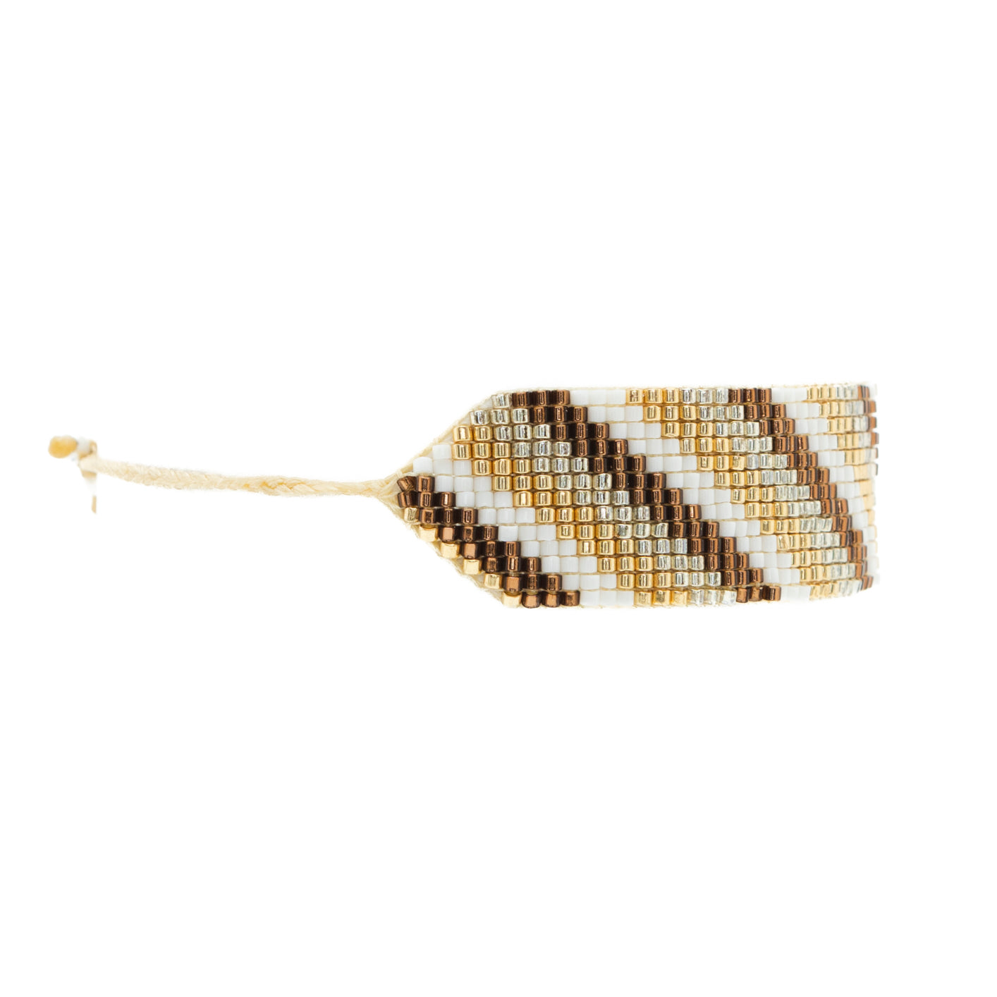 Pulsera Miyuki grande diagonales ocre oro plata blanco