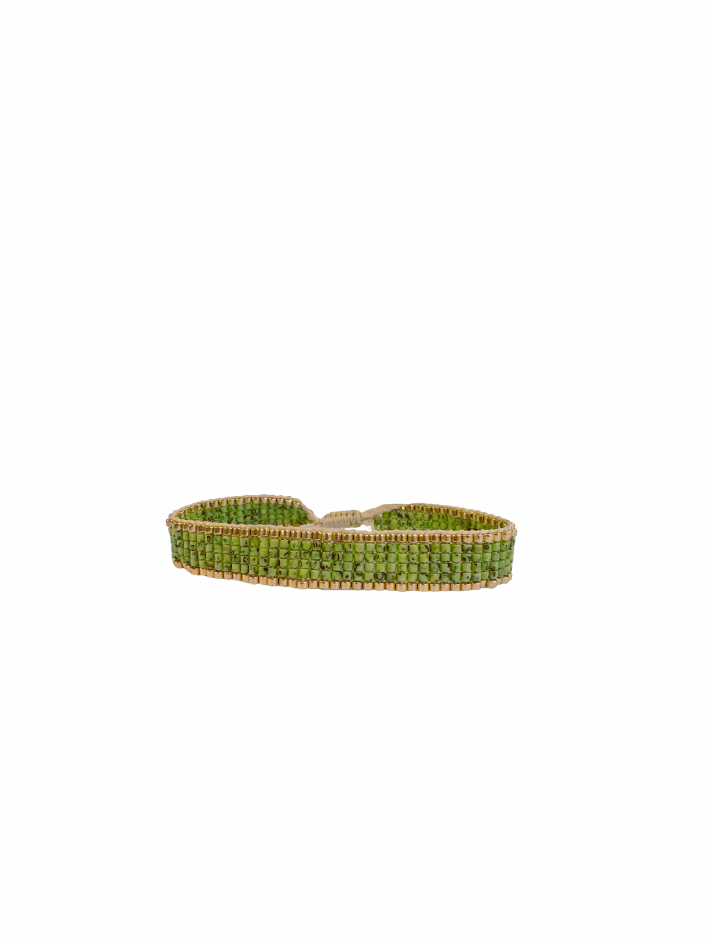 Pulsera Miyuki PICASSO verde linea dorada