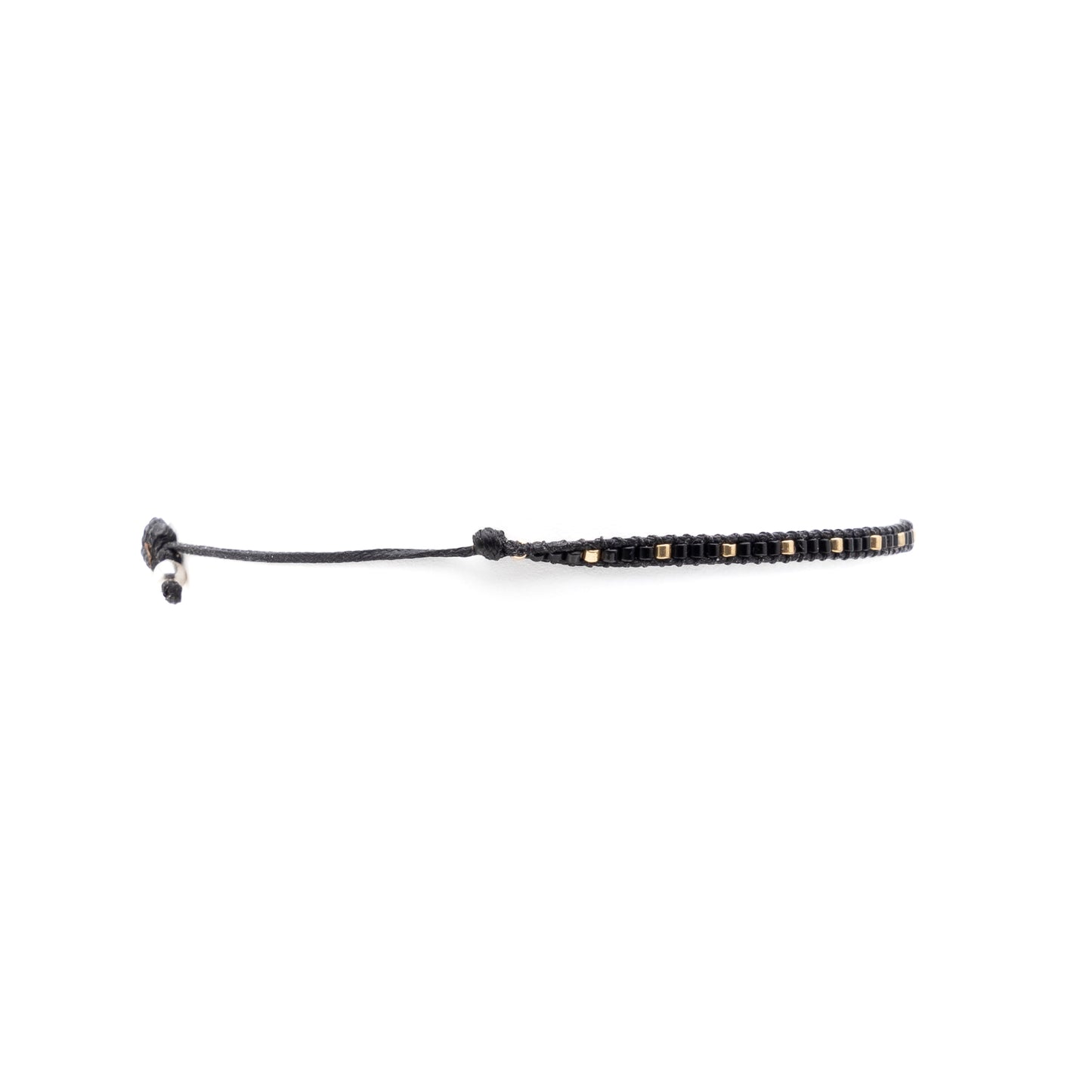 Pulsera Miyuki linea sencilla negro oro