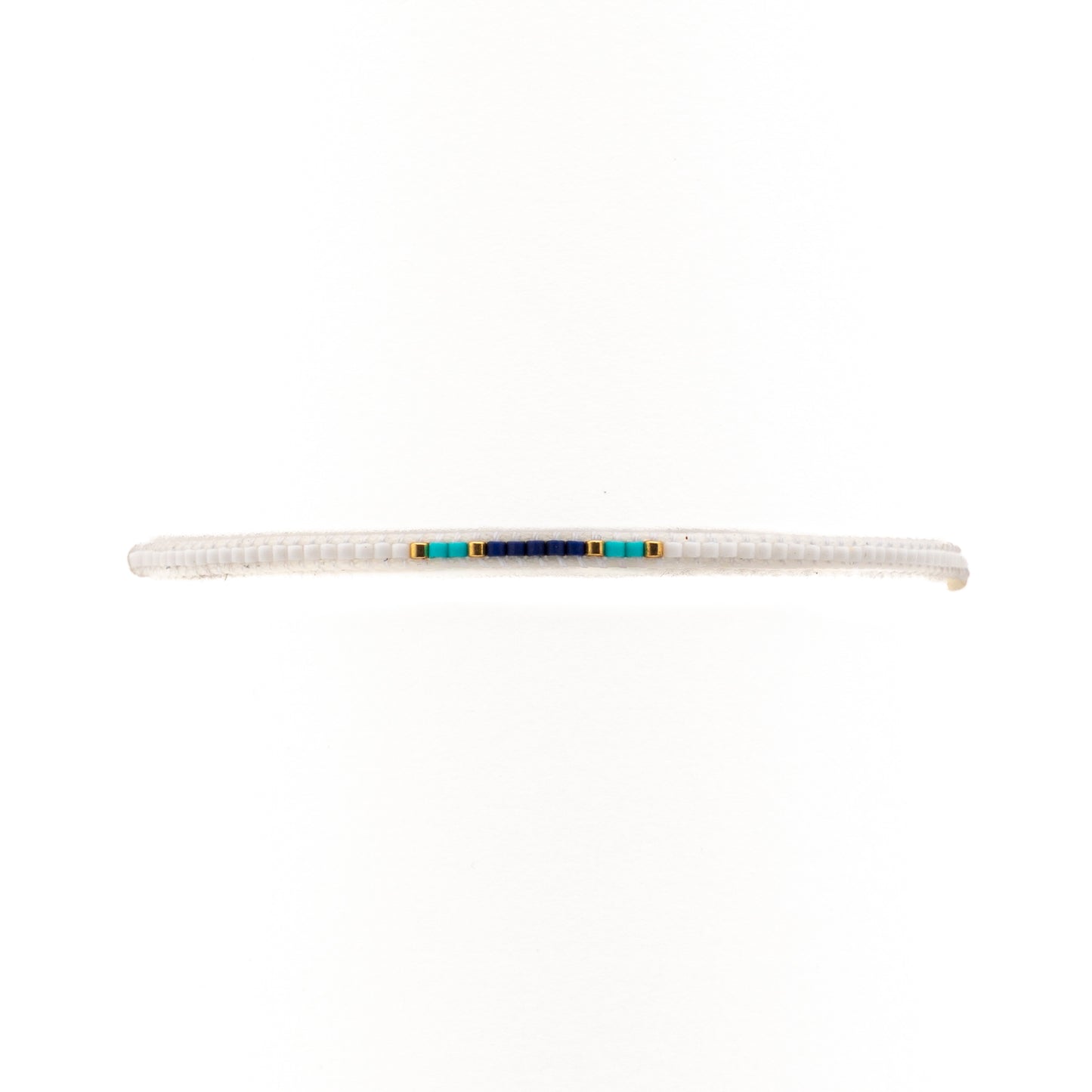 Pulsera Miyuki linea sencilla blanco con turqueza