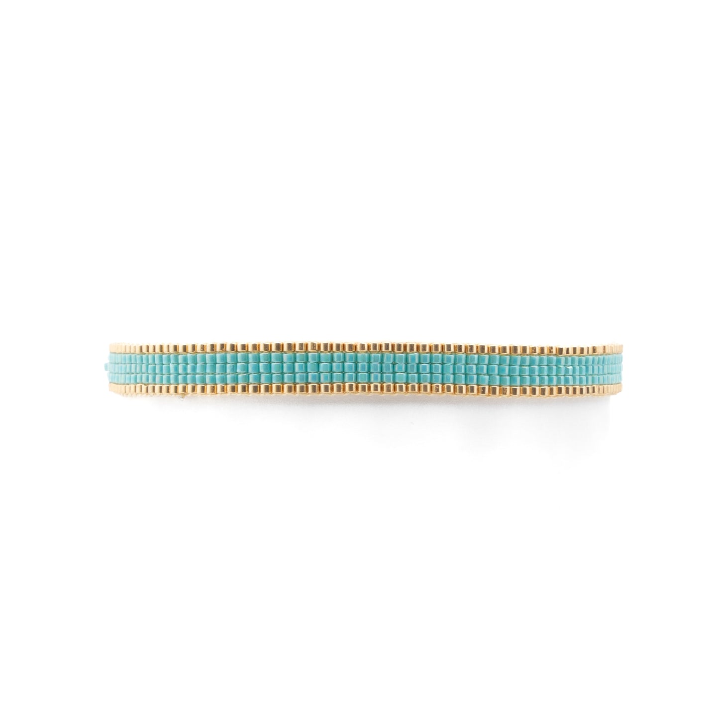 Pulsera MIYUKI chica verde aqua orilla oro