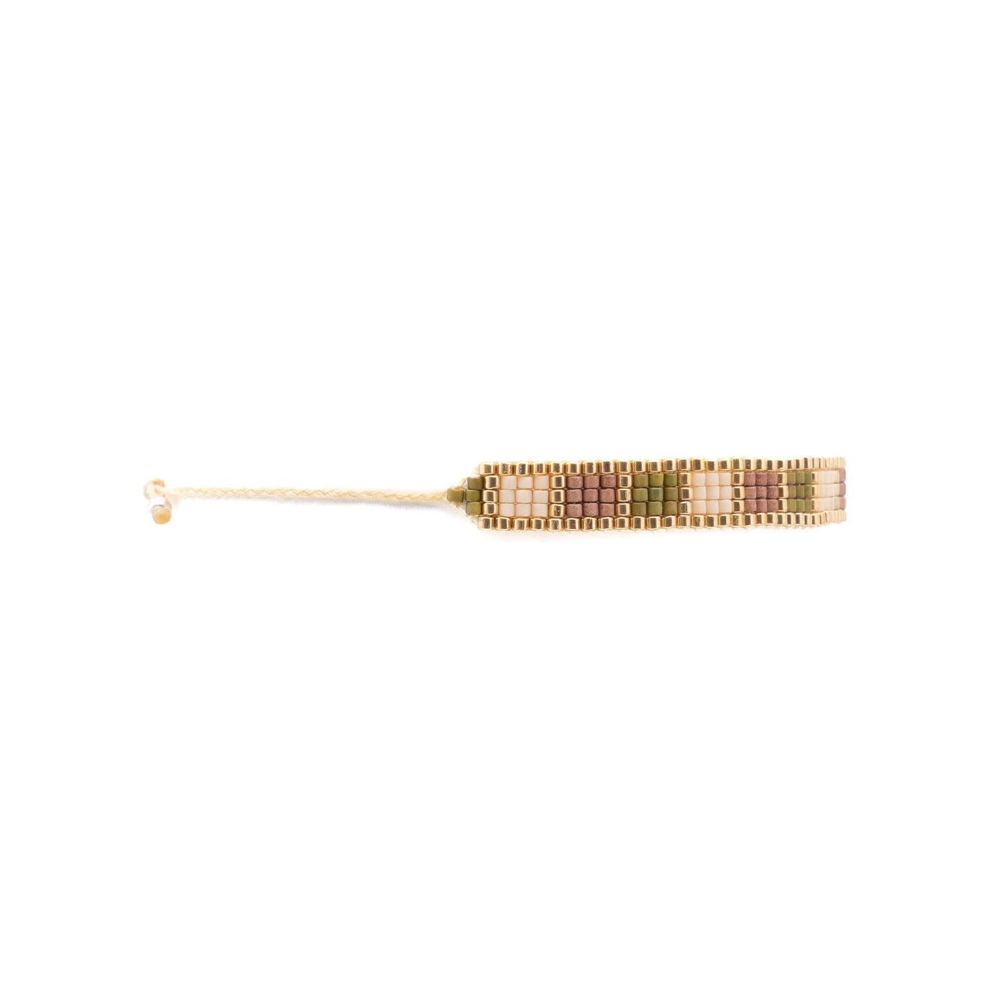 Pulsera Miyuki chica cuadros con orilla en dorado