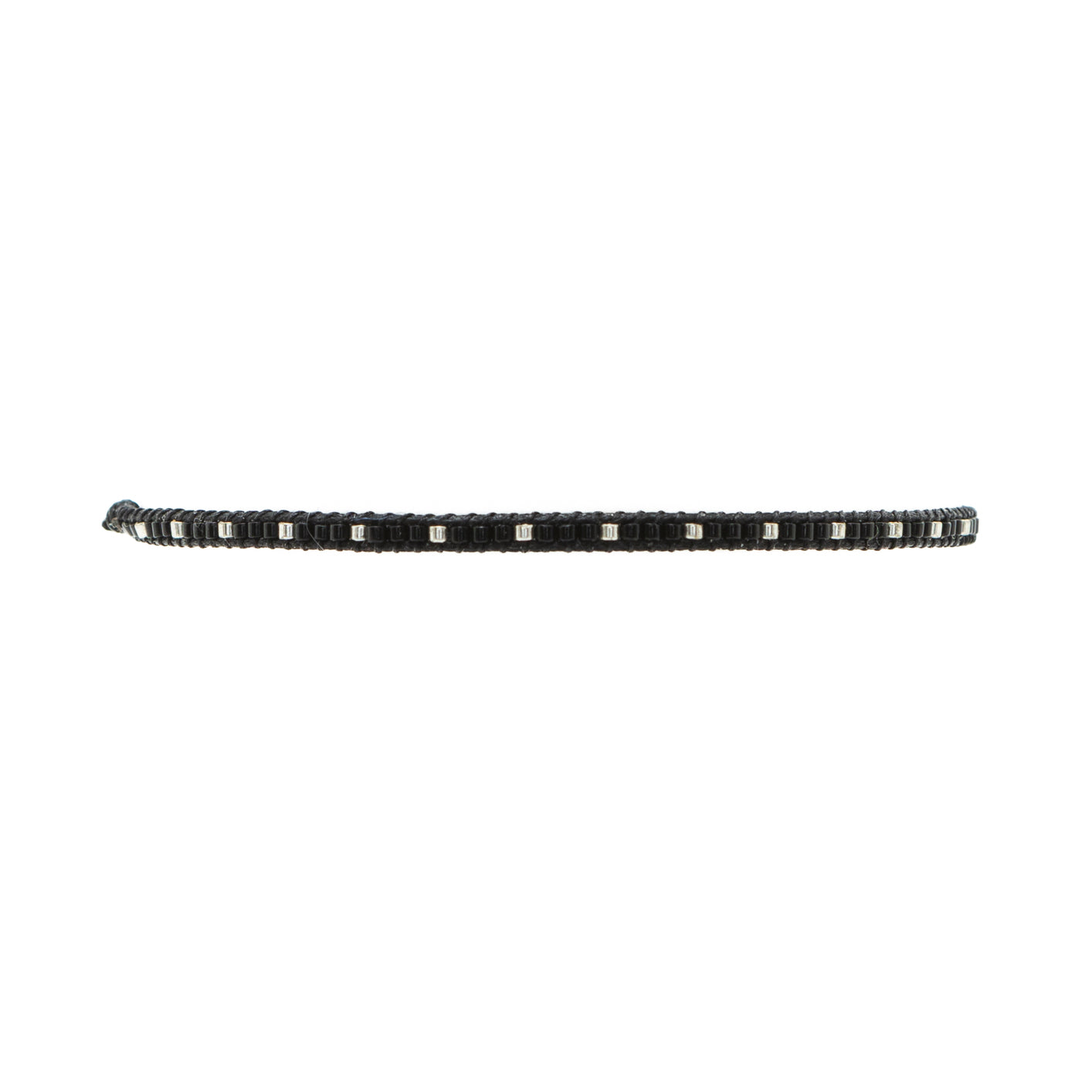 Pulsera Miyuki linea sencilla negro con plata