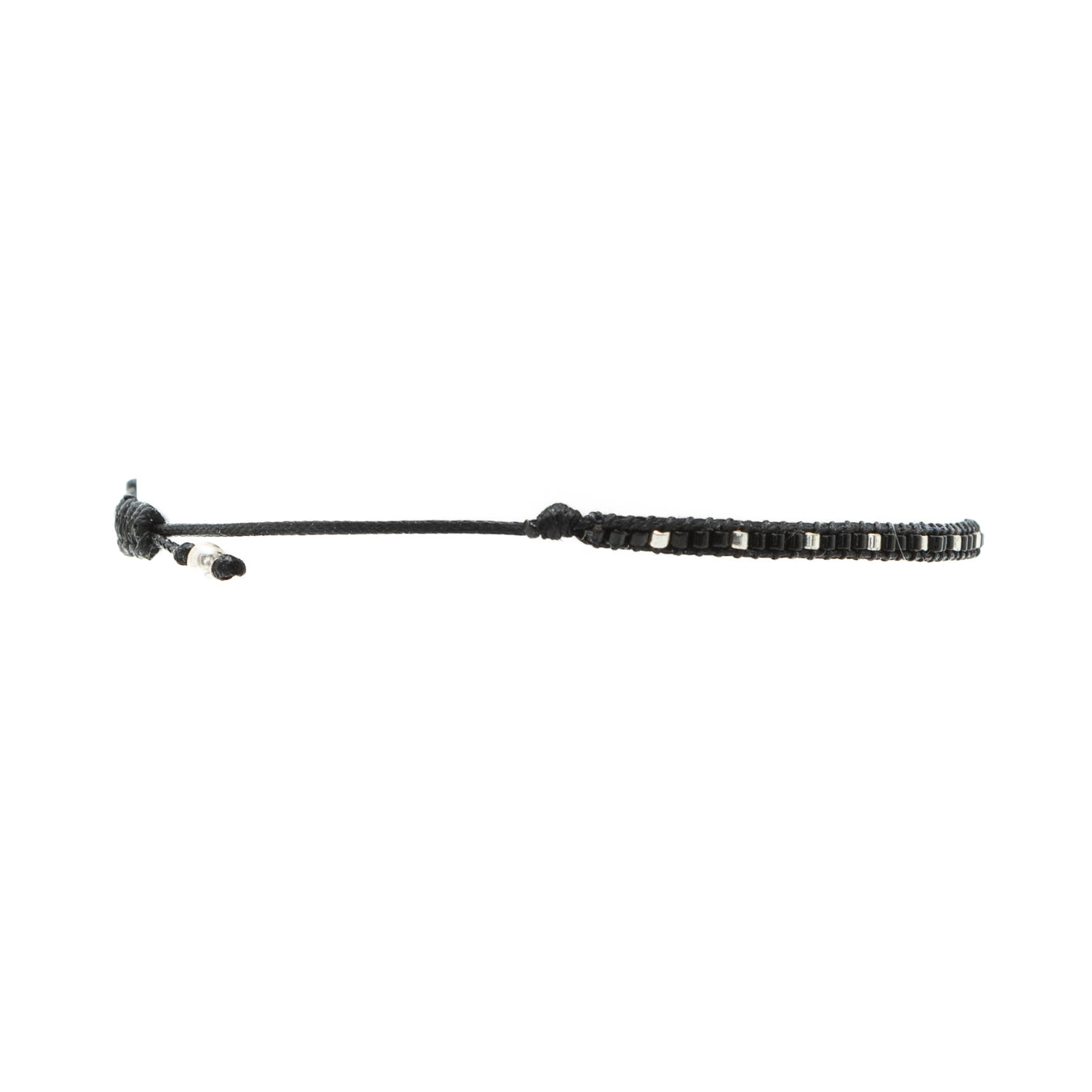 Pulsera Miyuki linea sencilla negro con plata