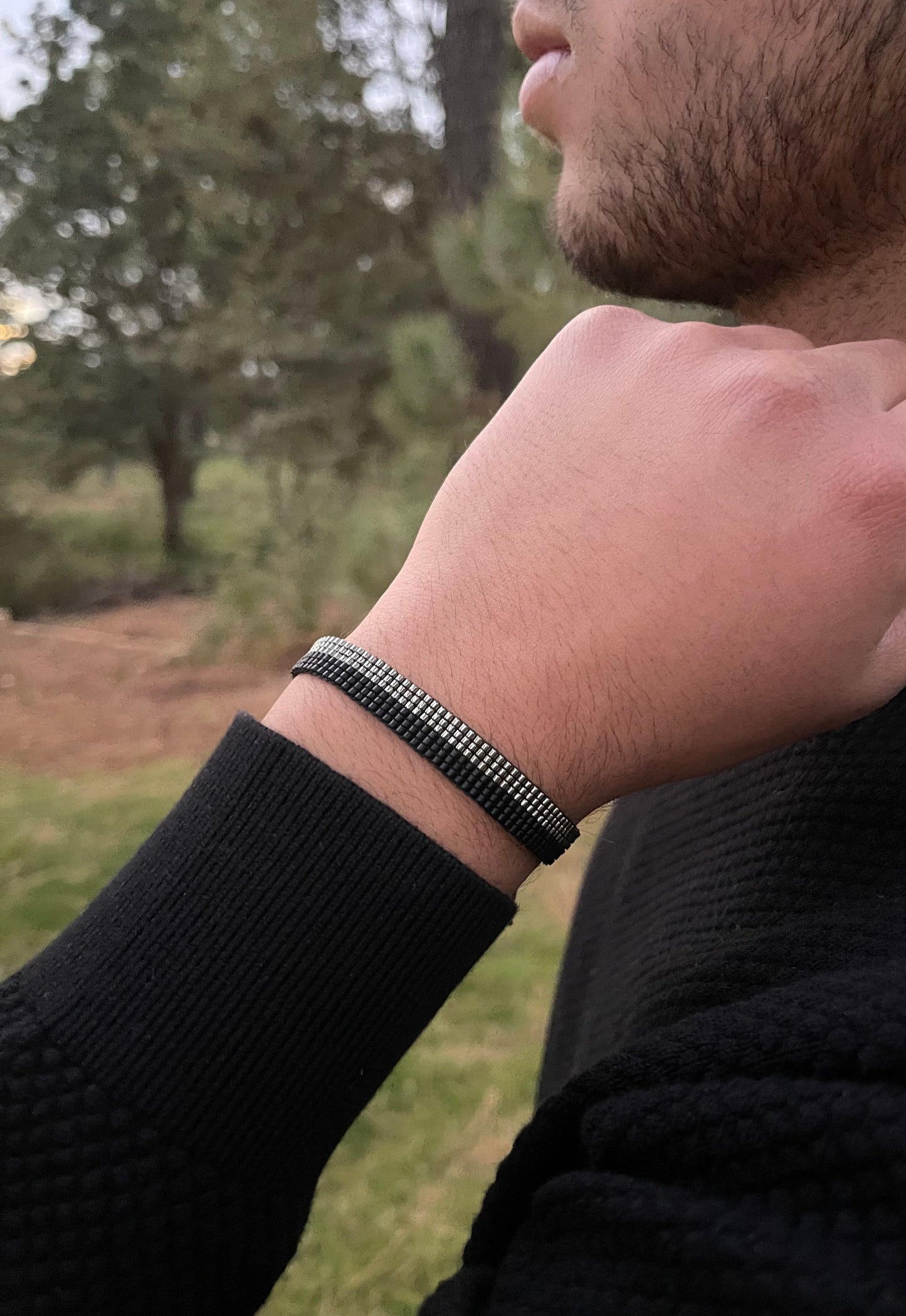 Pulsera Miyuki Caballero LUXE negro y oxford