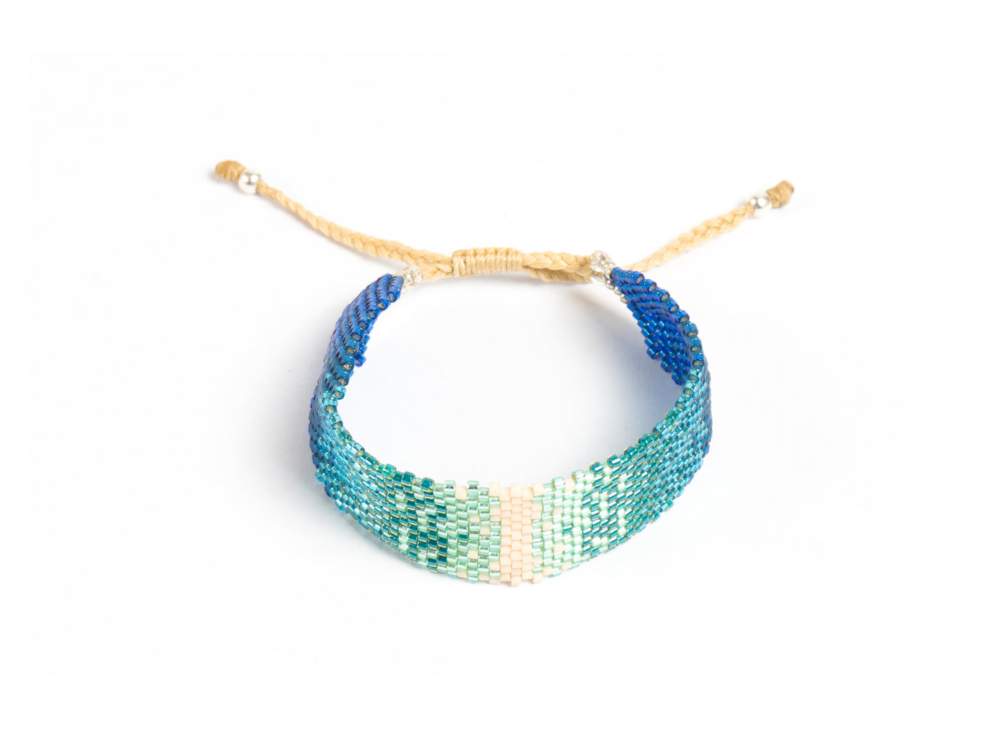 Pulsera Miyuki grande combinacion azules con blanco