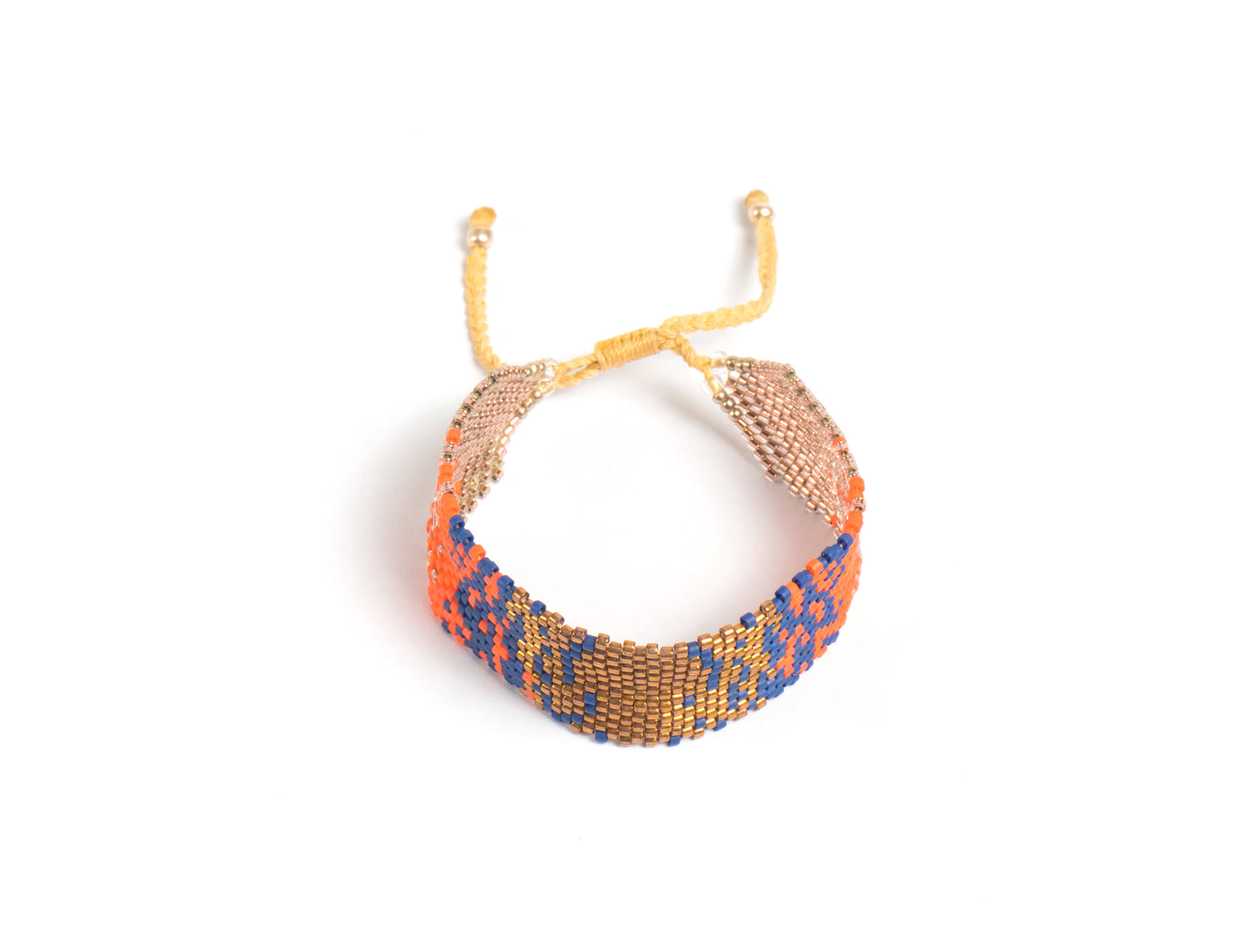 Pulsera Miyuki grande combinacion ocre azul naranja