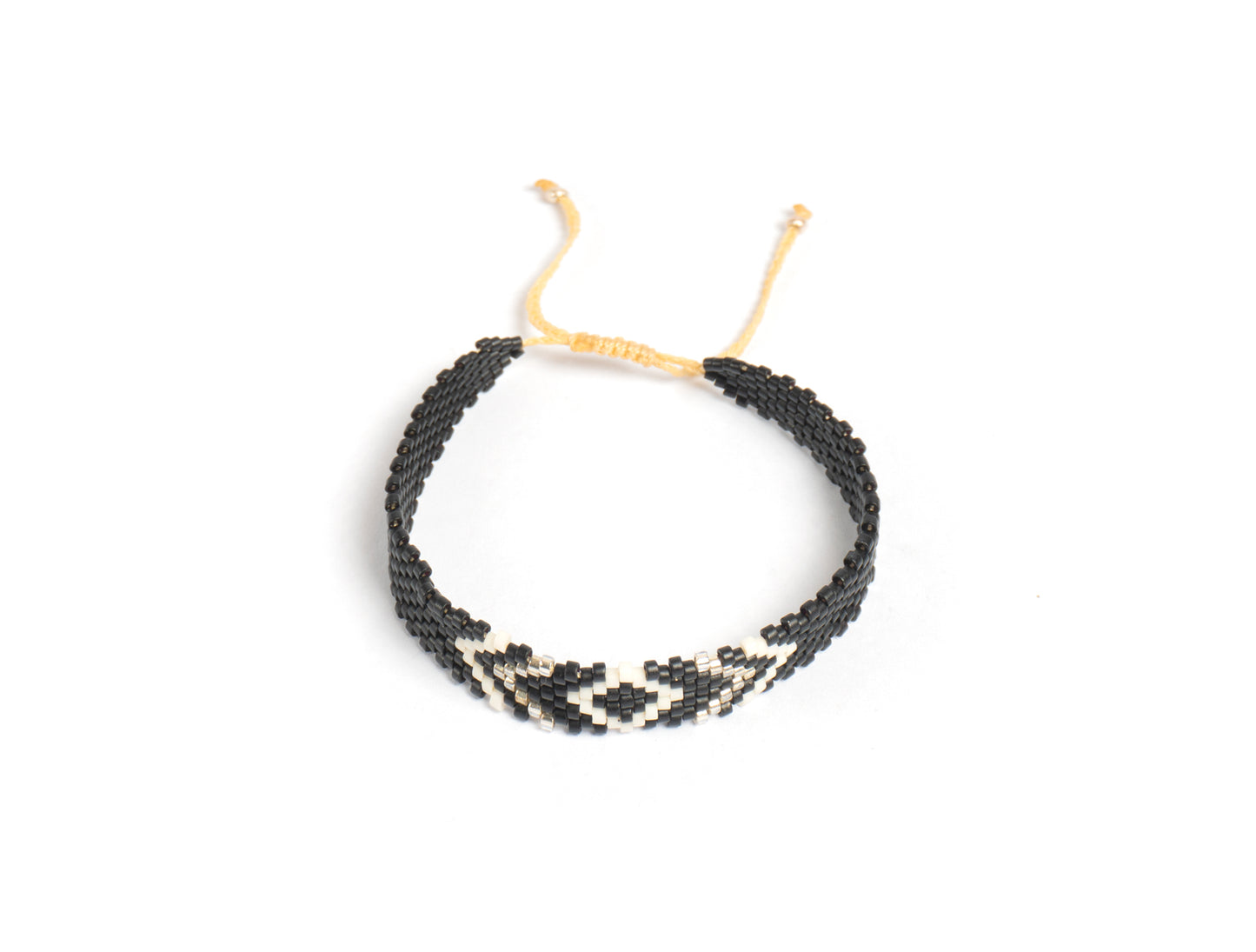 Pulsera Miyuki chica rombo negro blanco