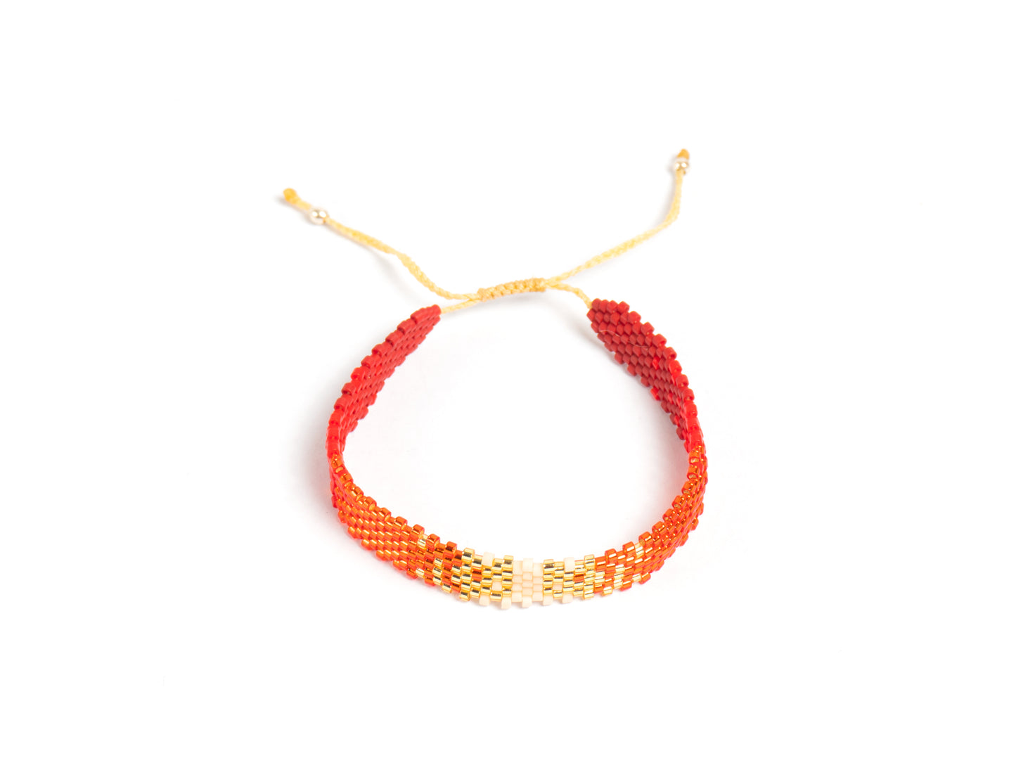 Pulsera Miyuki chica rojo naranja centro beige