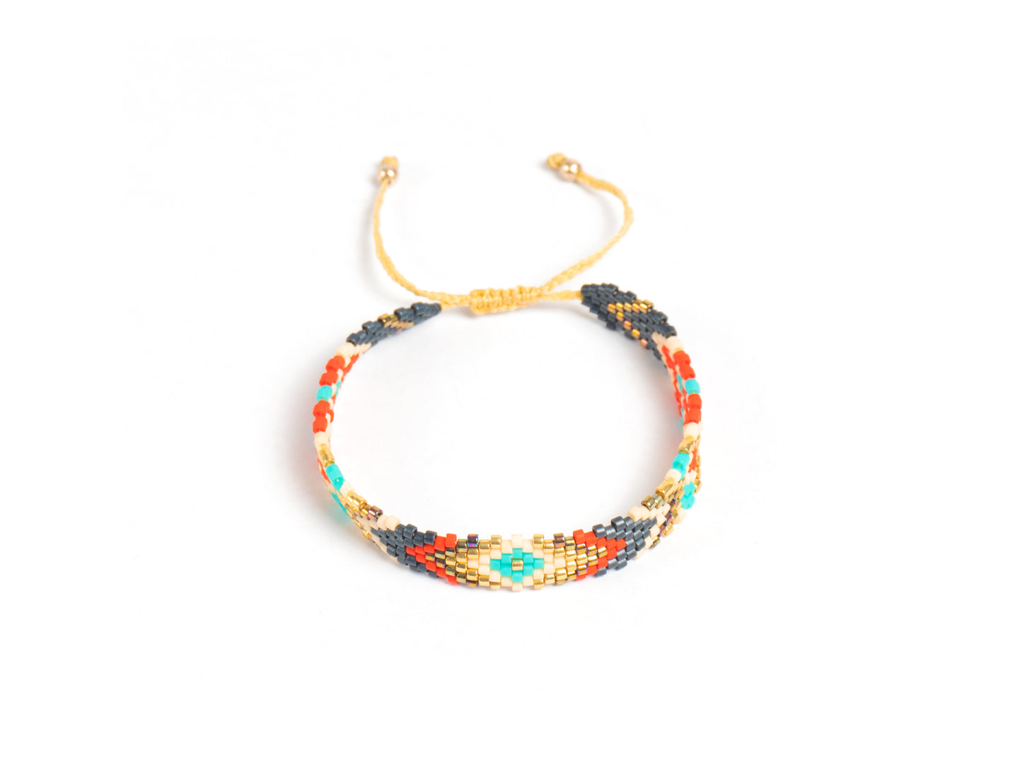 Pulsera Miyuki chica rombo blanco turquesa y marino