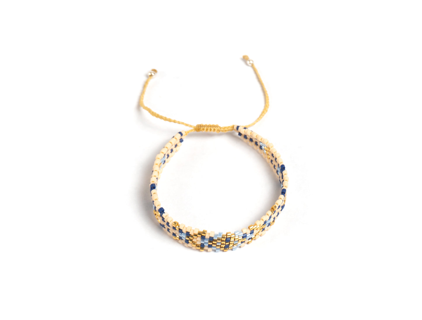 Pulsera Miyuki chica rombo azul cielo oro