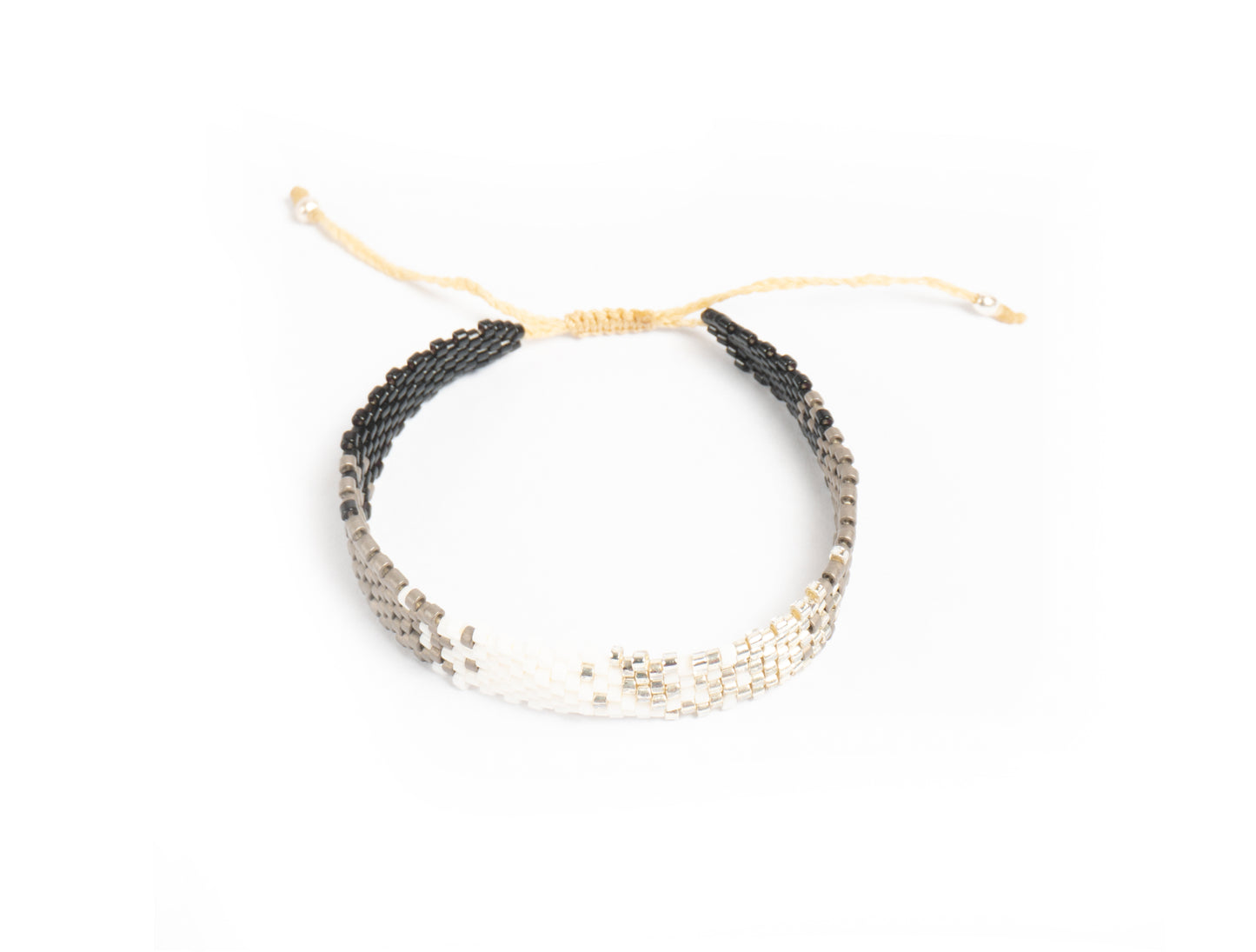 Pulsera miyuki chica combinacion grises con blanco