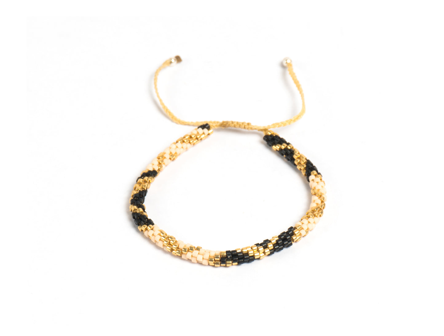 Pulsera Miyuki redonda beige oro negro