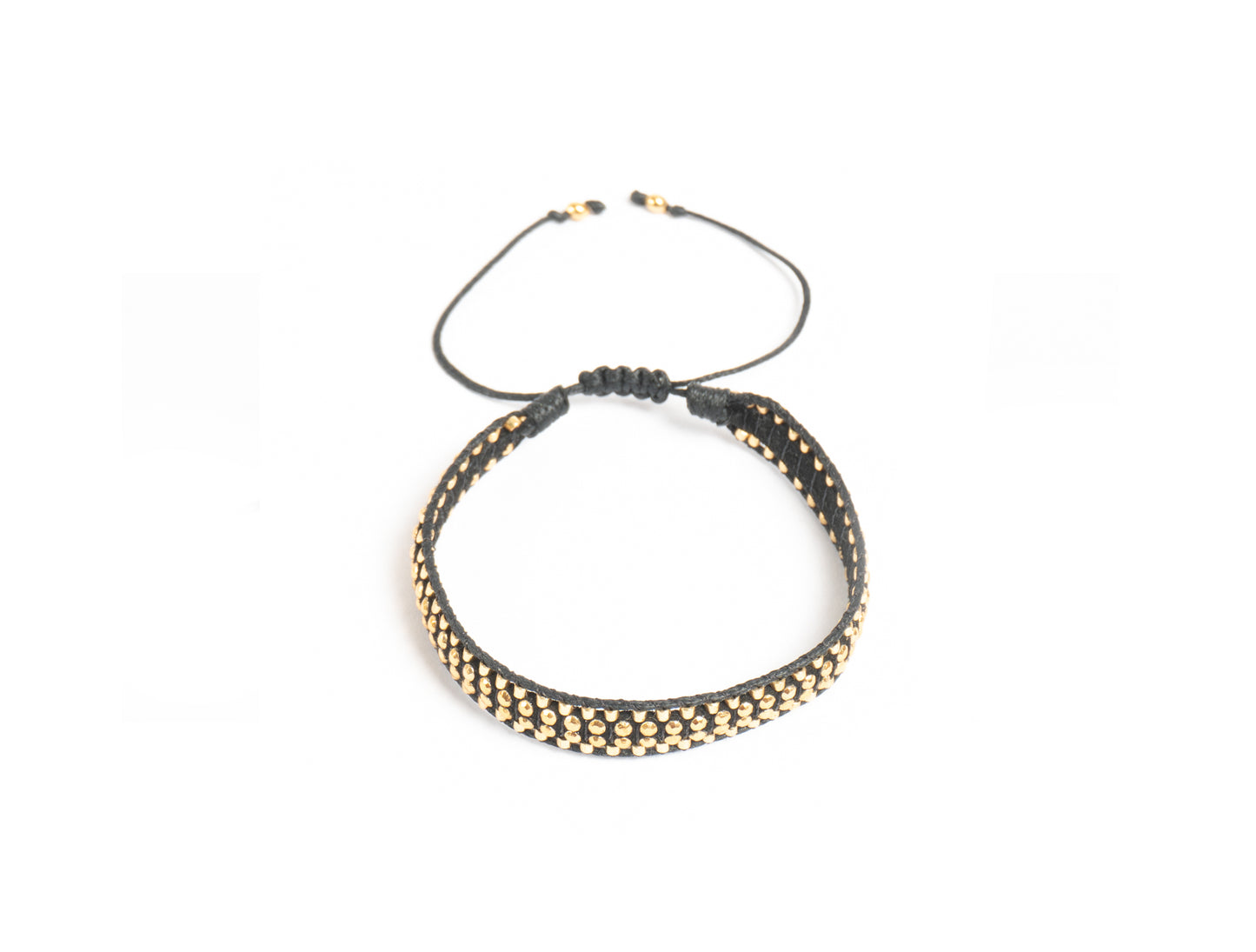 Pulsera Miyuki con cristal de swarovski negro dorado