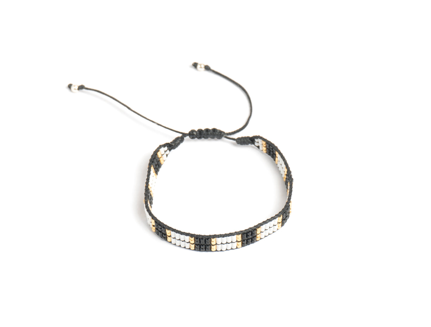 Pulsera Miyuki chica cuadros blanco negro