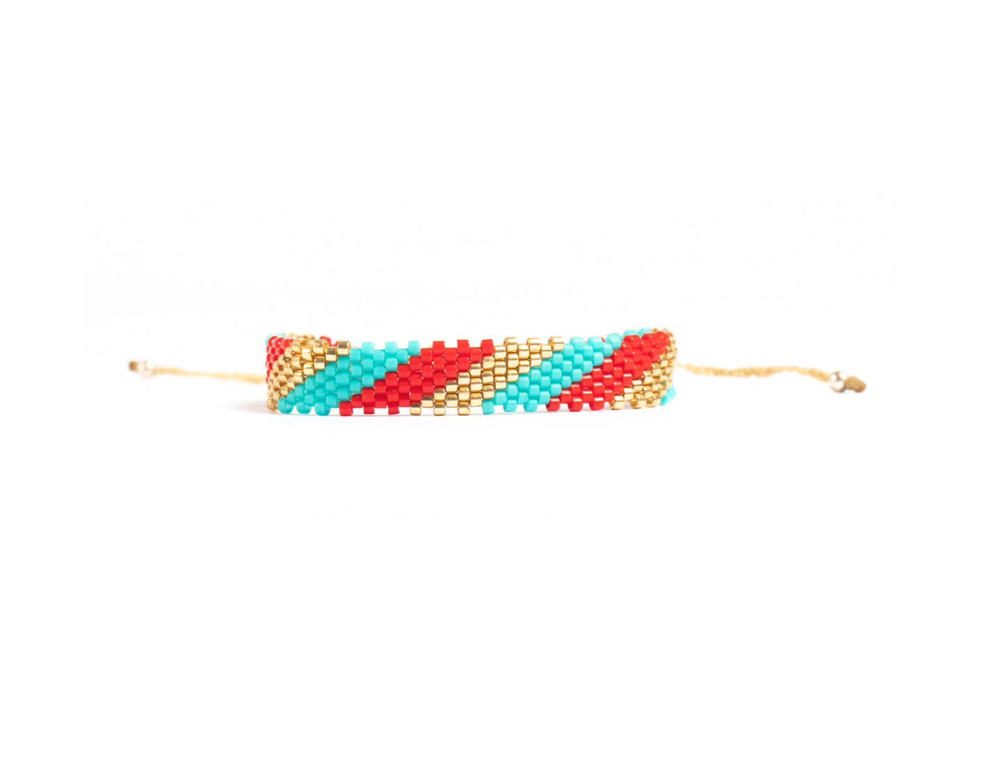 Pulsera Miyuki chica lineas oro turqueza rojo