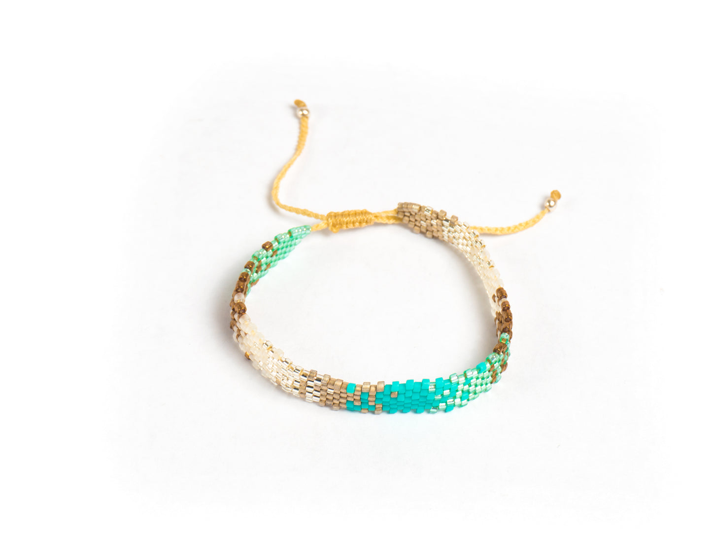 Pulsera Miyuki chica combinacion plata turqueza ocre