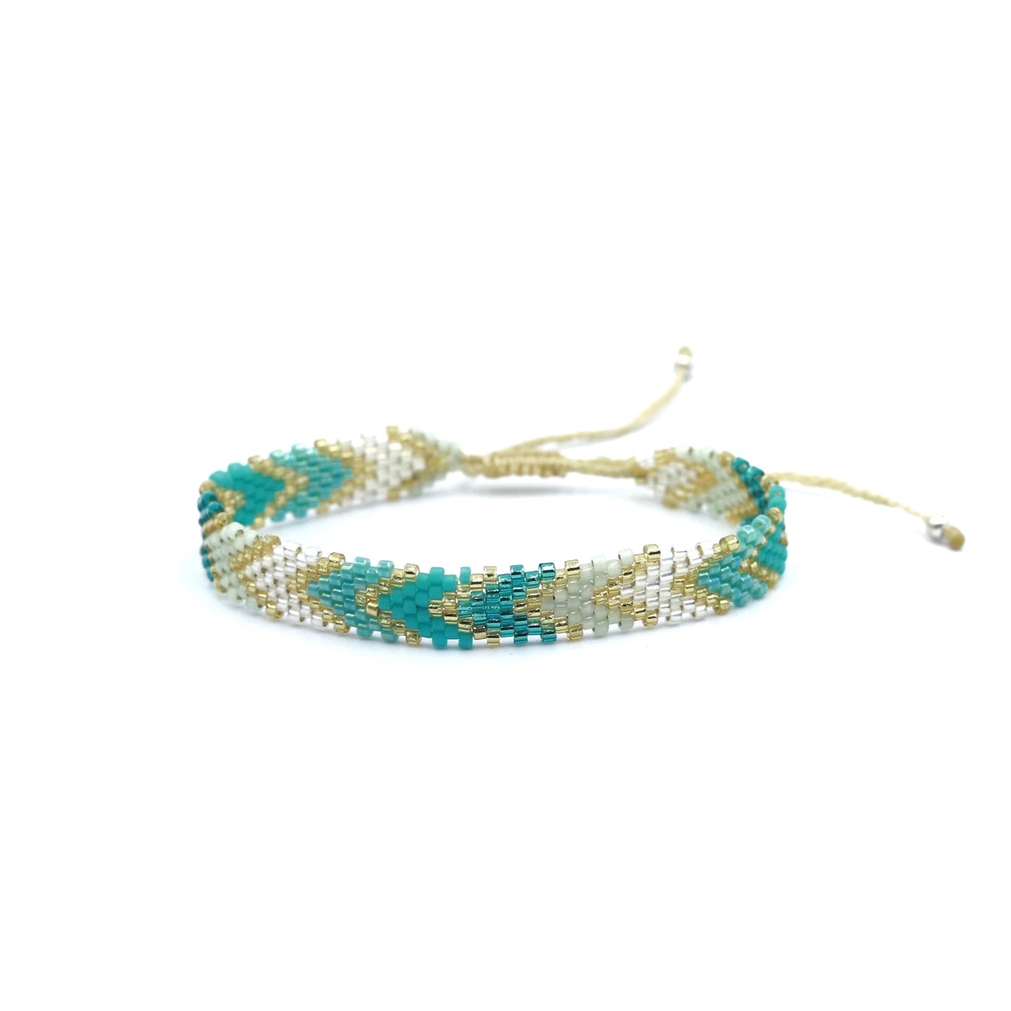 Pulsera Miyuki chica flechas verde aqua turquesa y plata