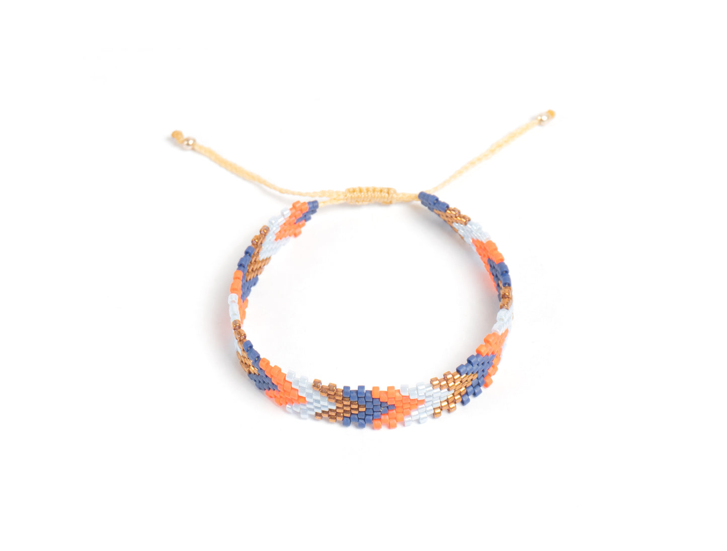 Pulsera Miyuki chica flechas azul ocre naranja