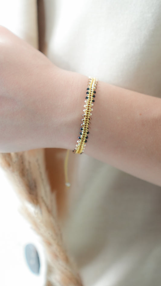 Pulsera Miyuki TRENZA ocre nude negro