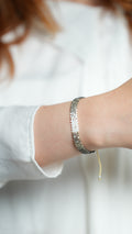 Pulsera miyuki chica combinacion grises con blanco