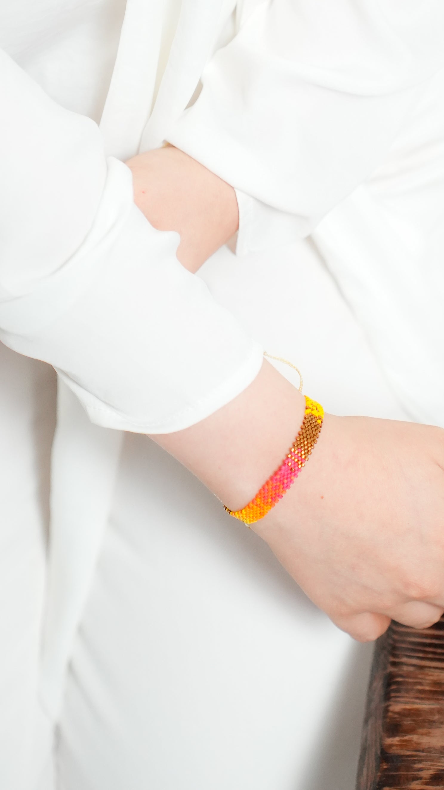 Pulsera Miyuki chica combinacion naranja amarillo ocre