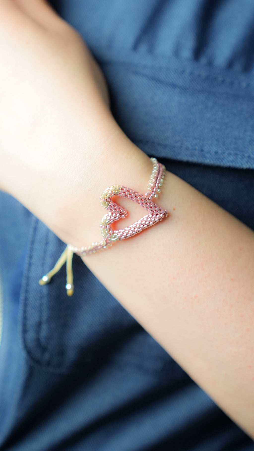 Pulsera Miyuki CORAZON ROSE GOLD PLATA 3D