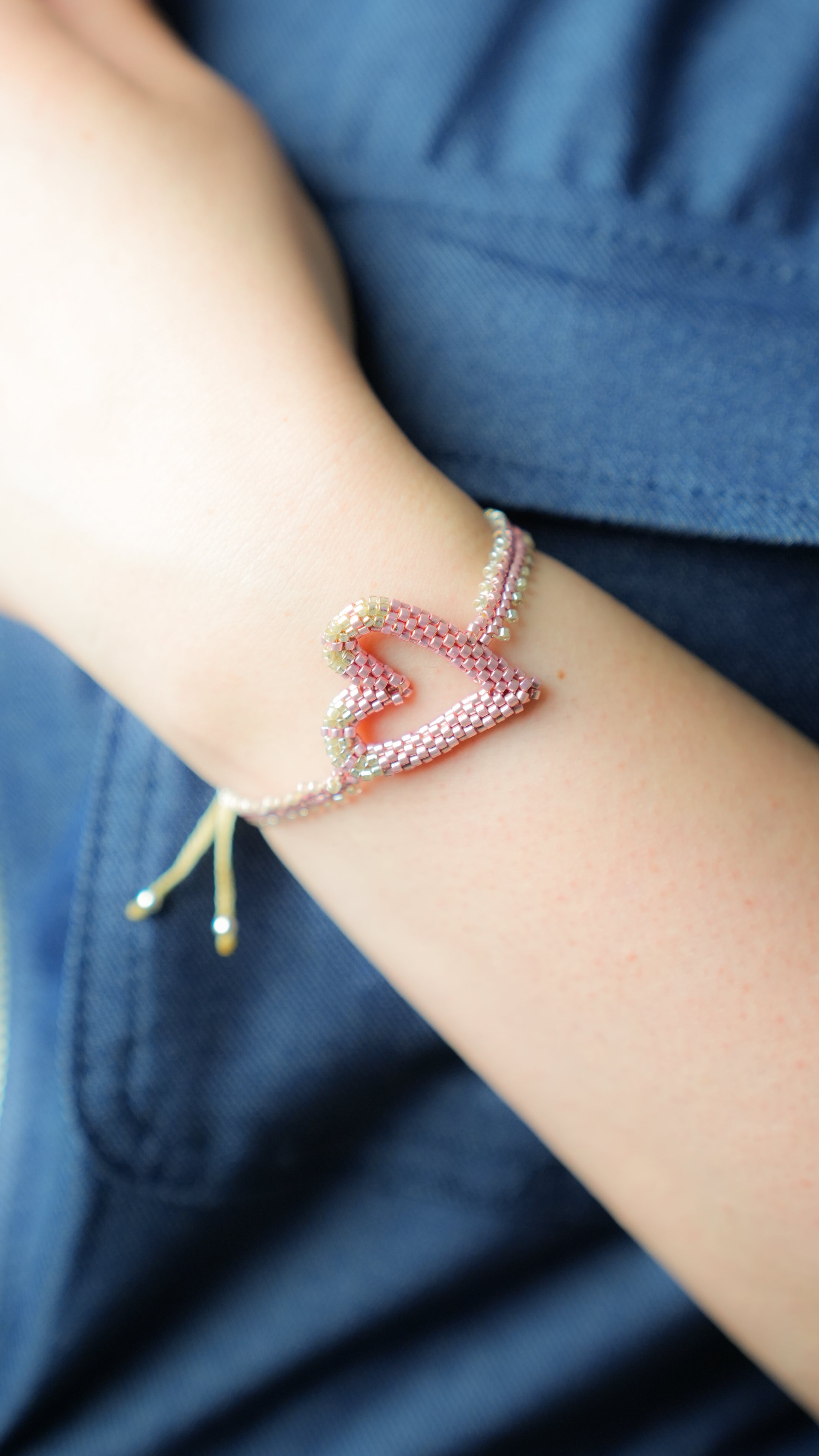 Pulsera Miyuki CORAZON ROSE GOLD PLATA 3D