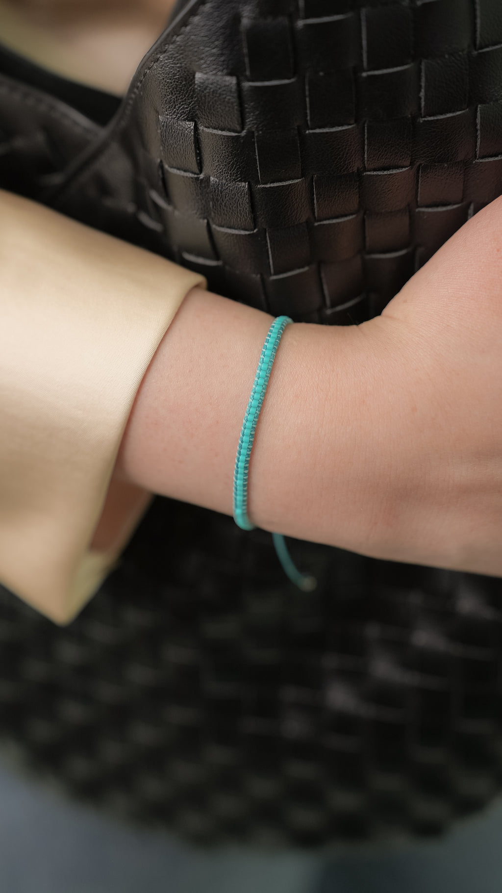 Pulsera Miyuki linea sencilla turqueza mate