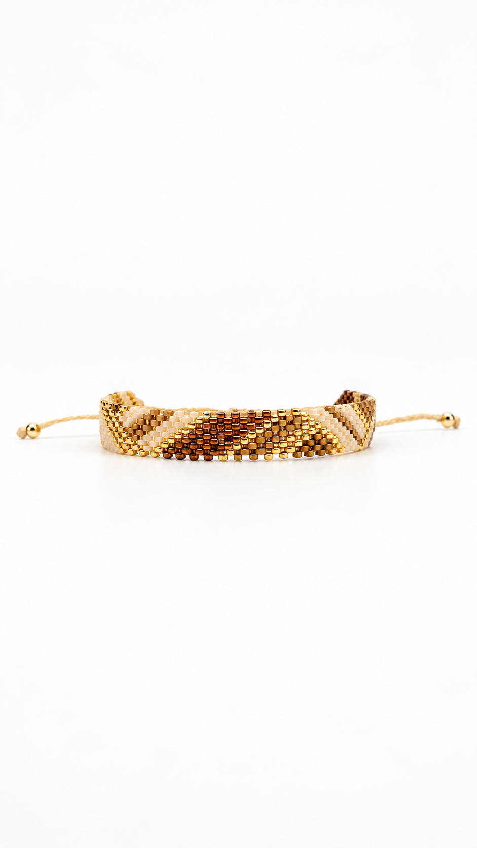 Pulsera Chica Combinación Café  Nude y Dorado