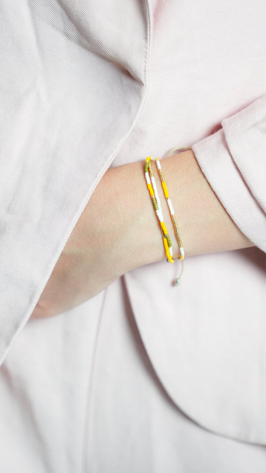 Pulsera Miyuki CLEOPATRA amarillo oro militar blanco