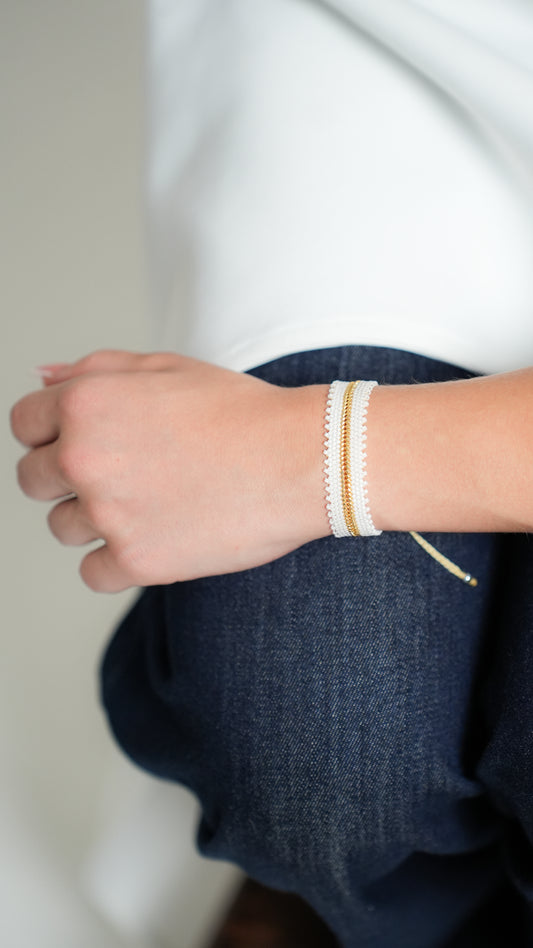 Pulsera Miyuki ESPIGA BLANCA con oro