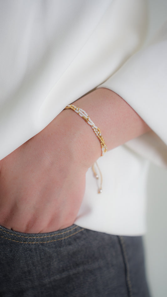 Pulsera Miyuki CLEOPATRA blanco dorado