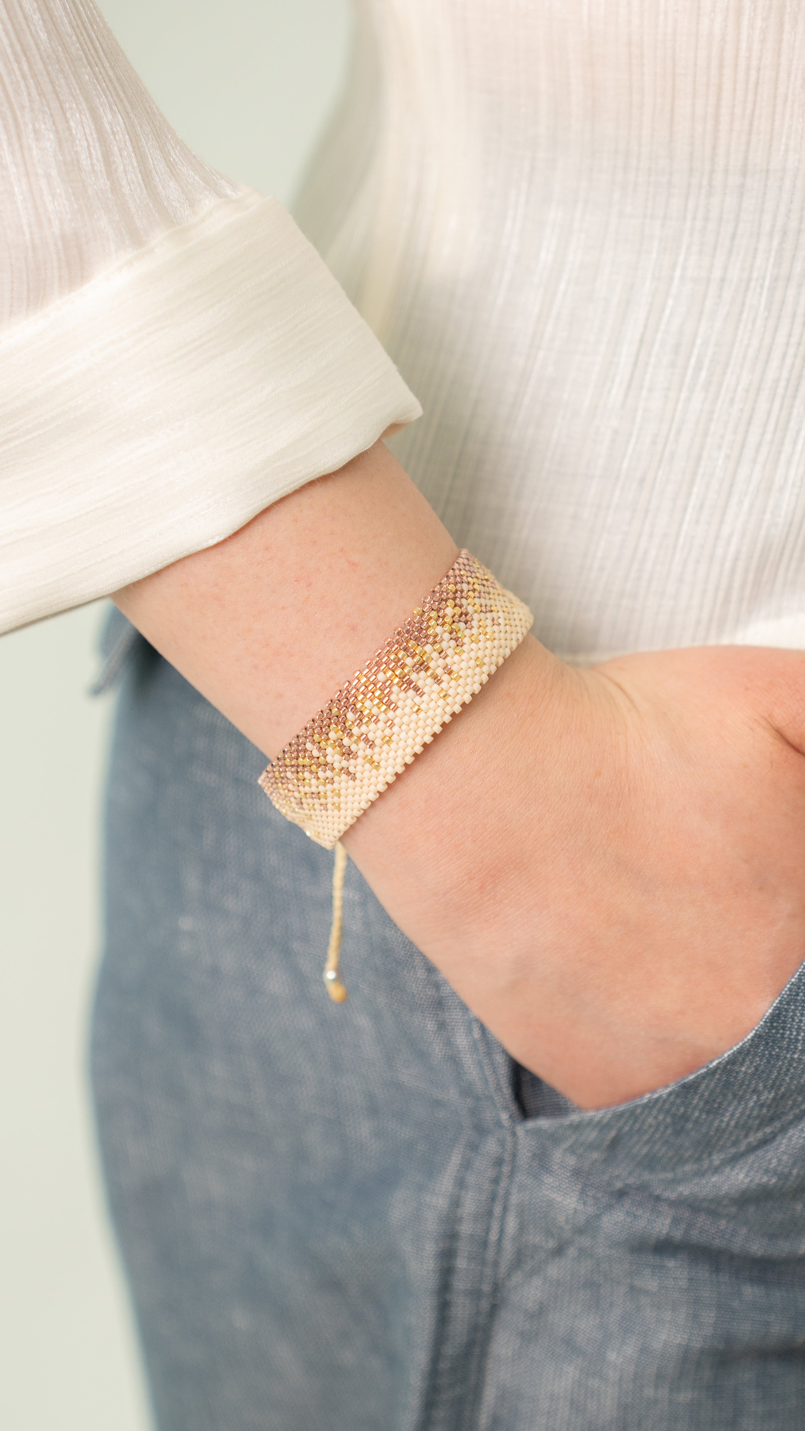 Pulsera Miyuki grande nude rose oro