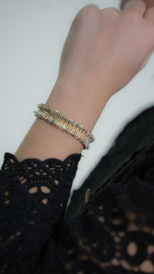 Brazalete Miyuki Flecos Plata