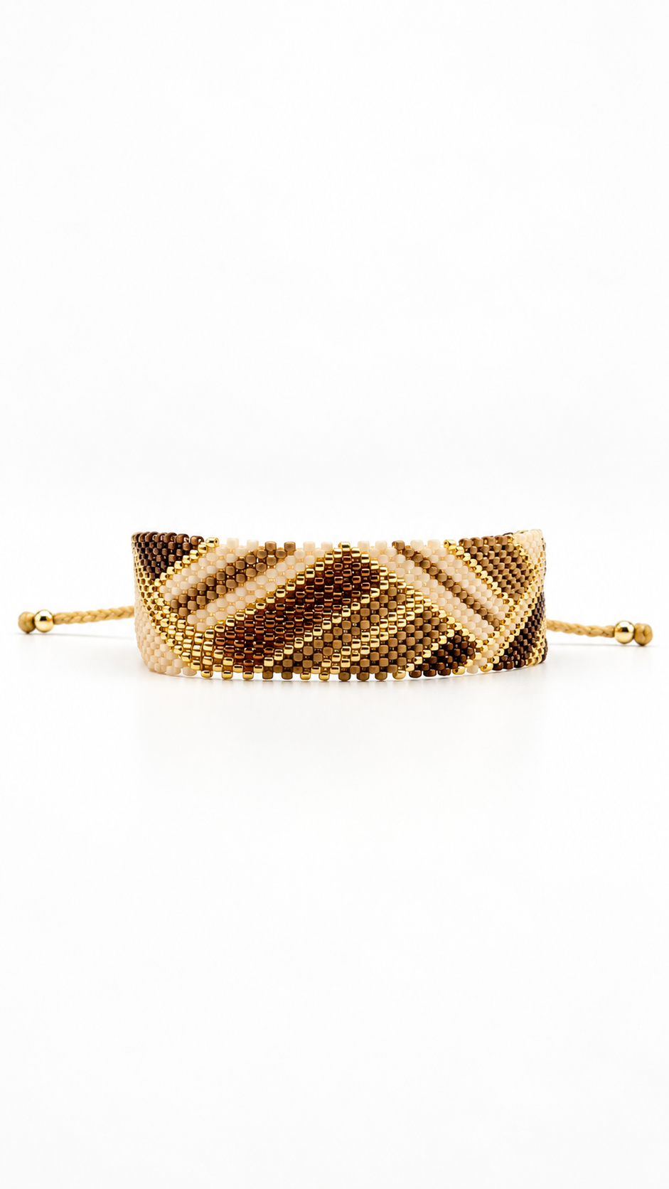 Pulsera Grande Combinación Café Nude y Dorado