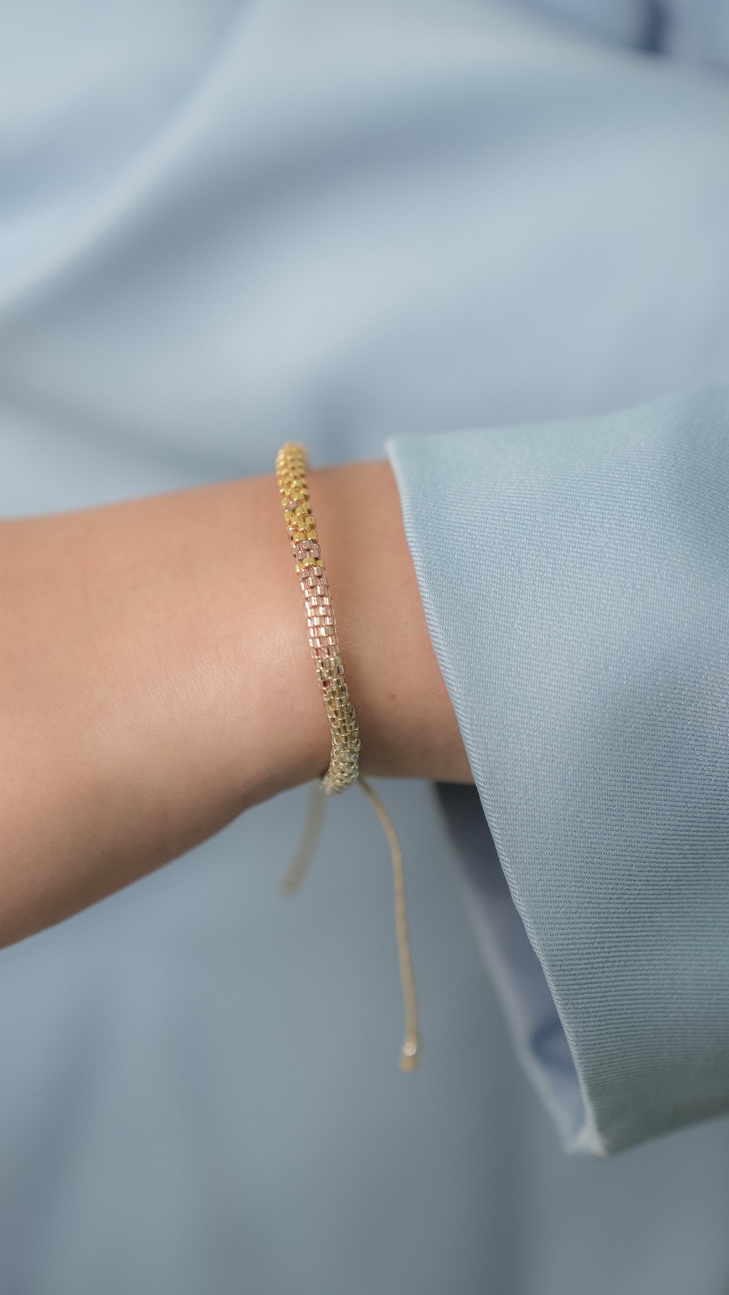 Pulsera Miyuki redonda rose oro plata