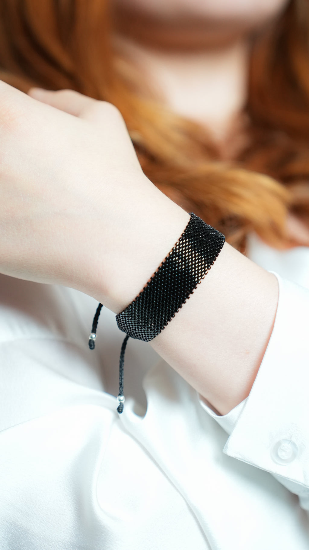 Pulsera Miyuki grande negro brillante