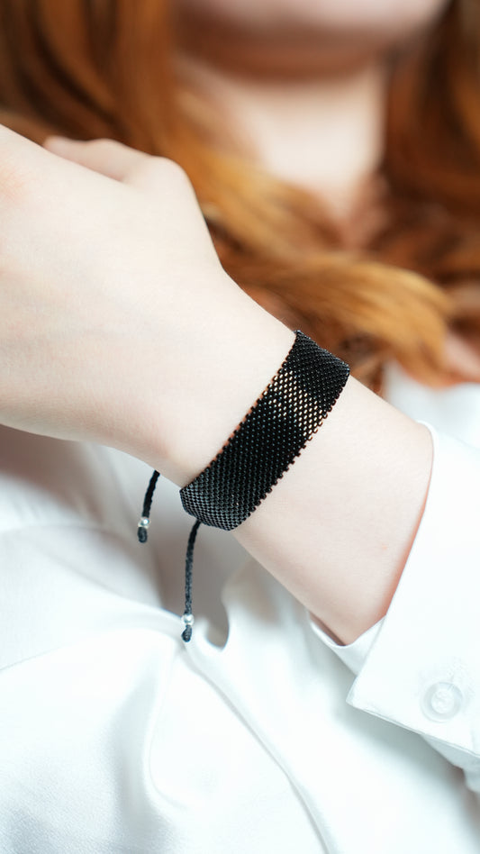 Pulsera Miyuki grande negro brillante
