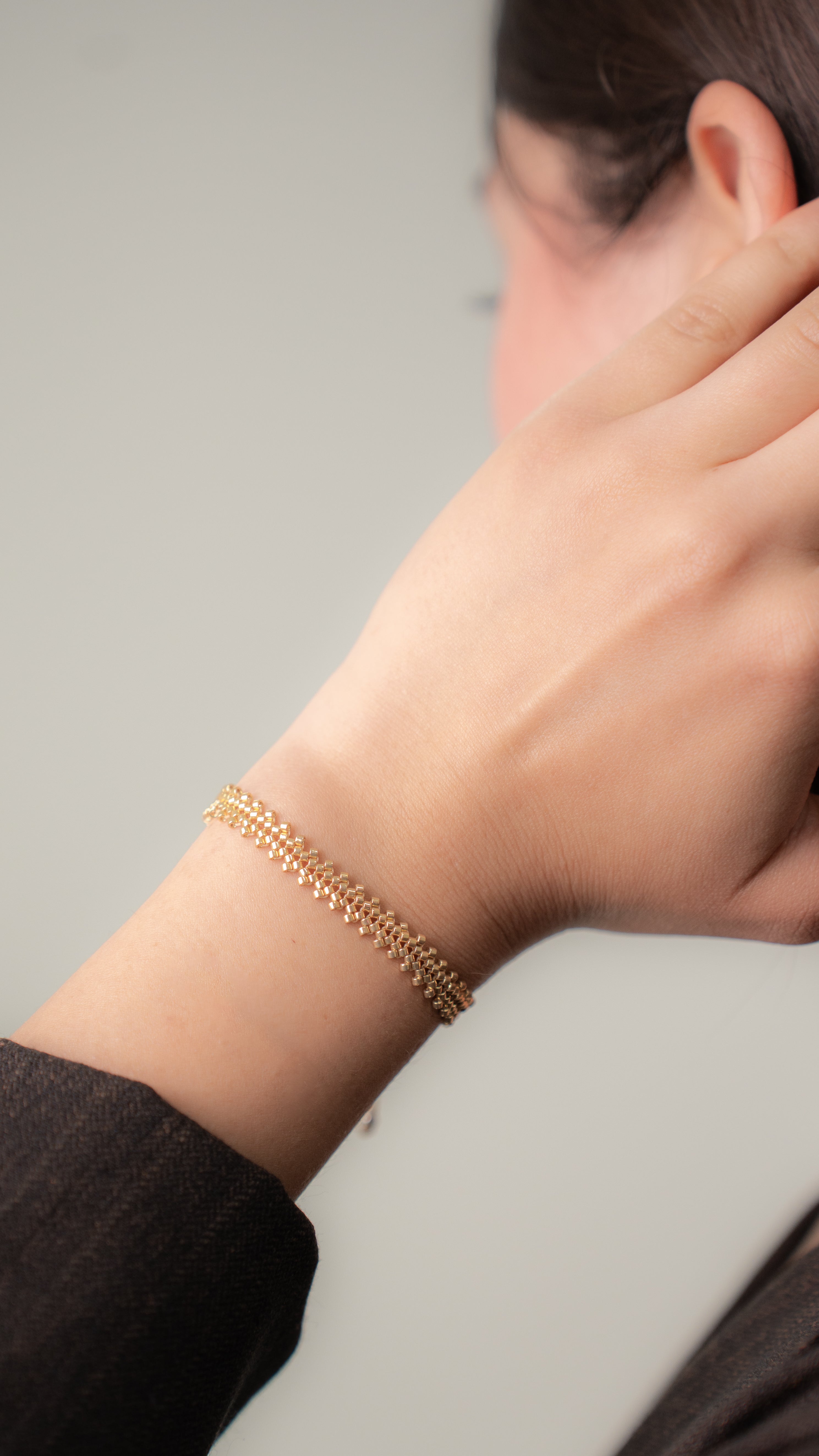 Pulsera Miyuki TRENZA Dorada