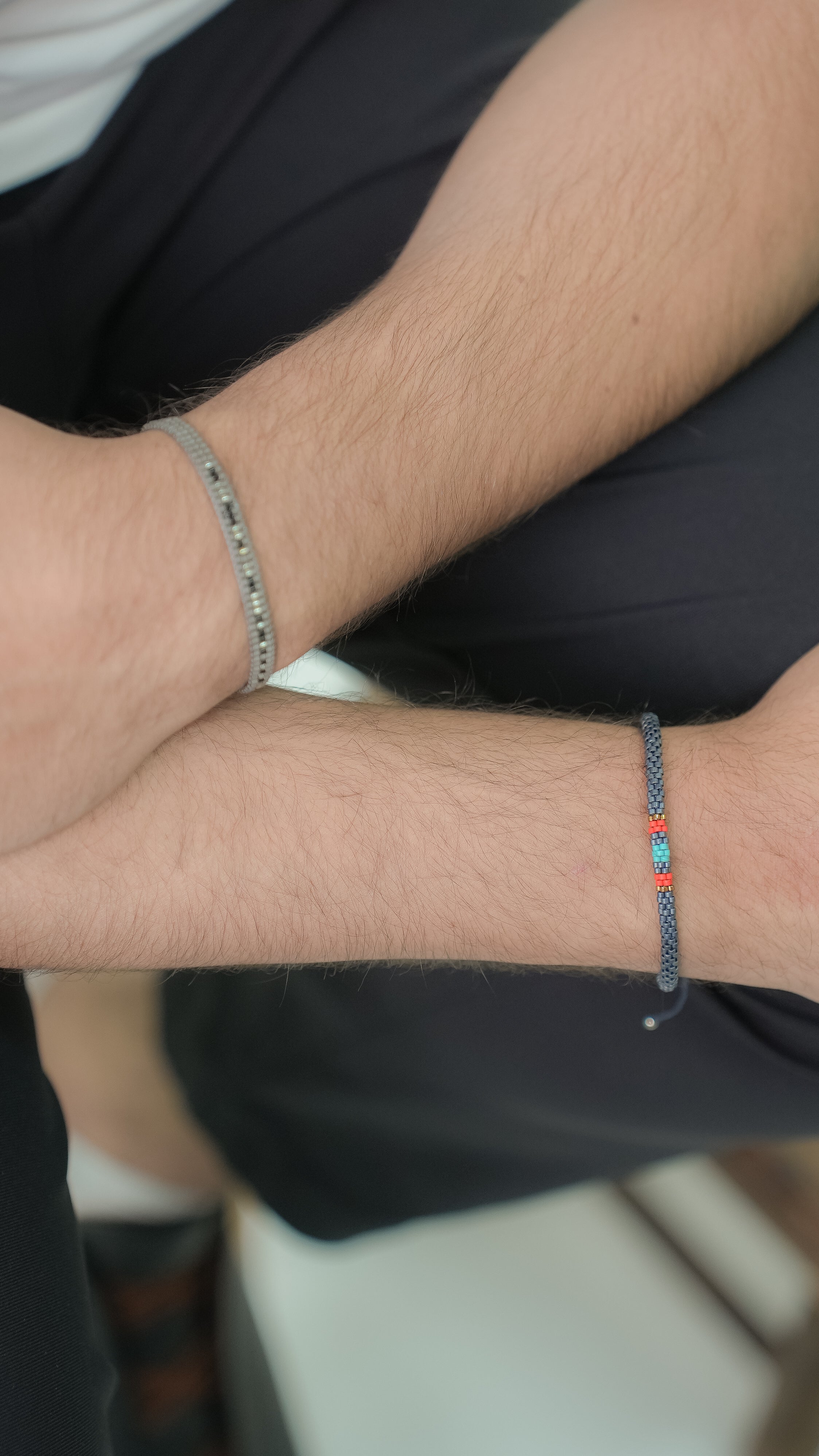 Pulsera Miyuki Caballero oxford negro plata