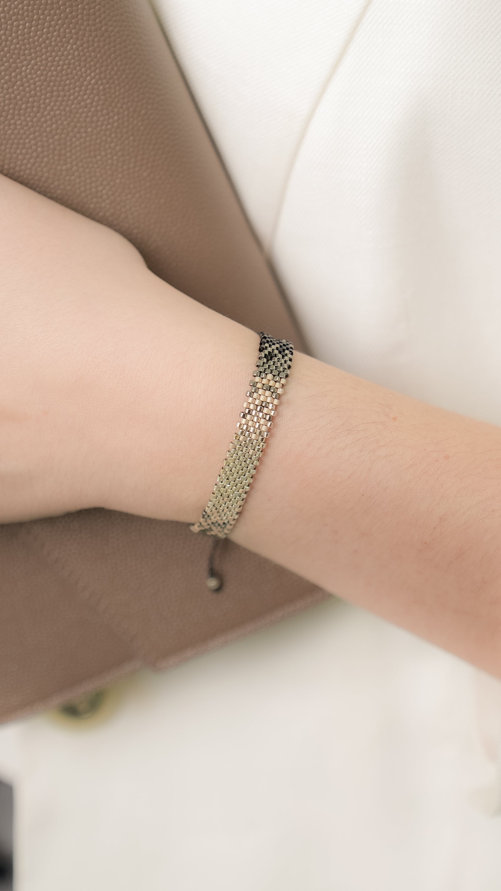 Pulsera Miyuki chica combinación negro oxford plata