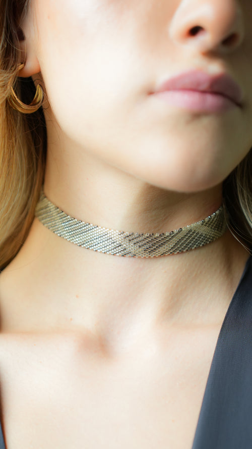 Choker Miyuki oxford plata