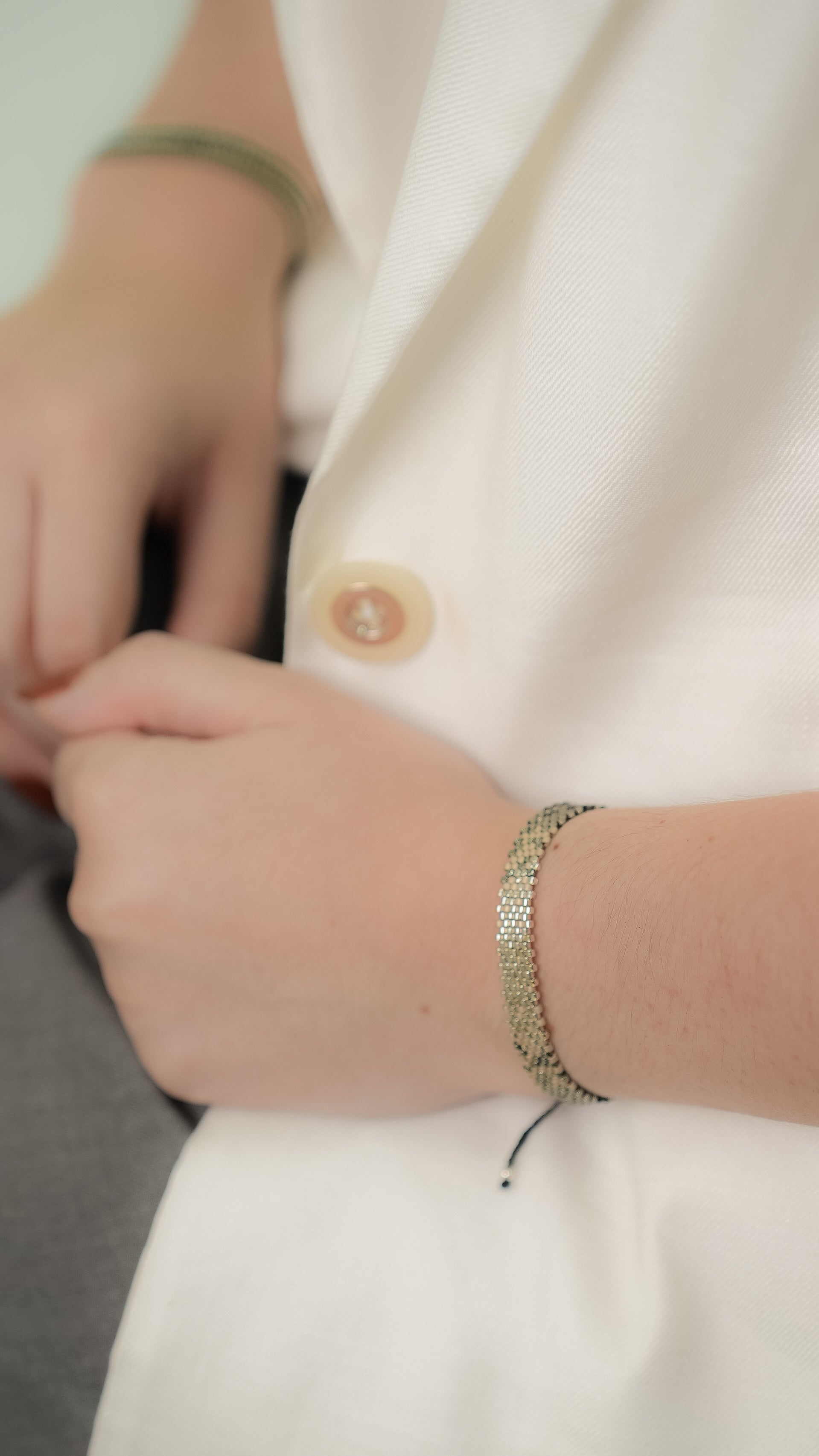 Pulsera Miyuki chica combinación negro oxford plata