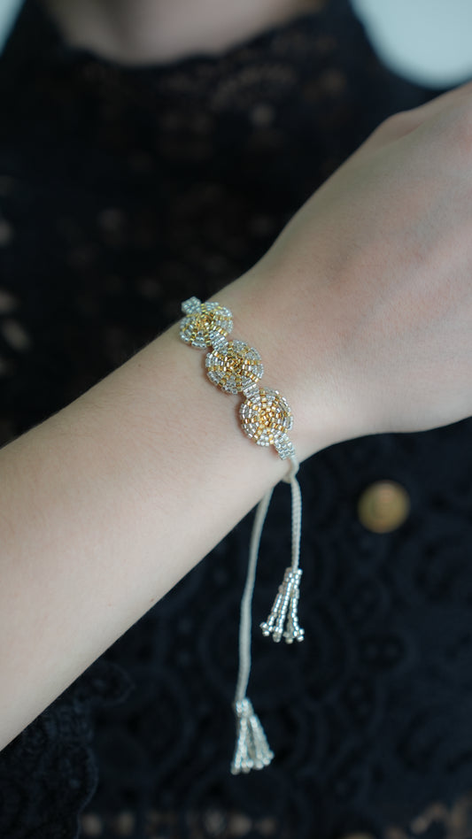 Pulsera miyuki círculos plata oro